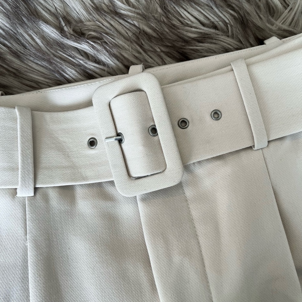 Zara White Belted Dress Pants.